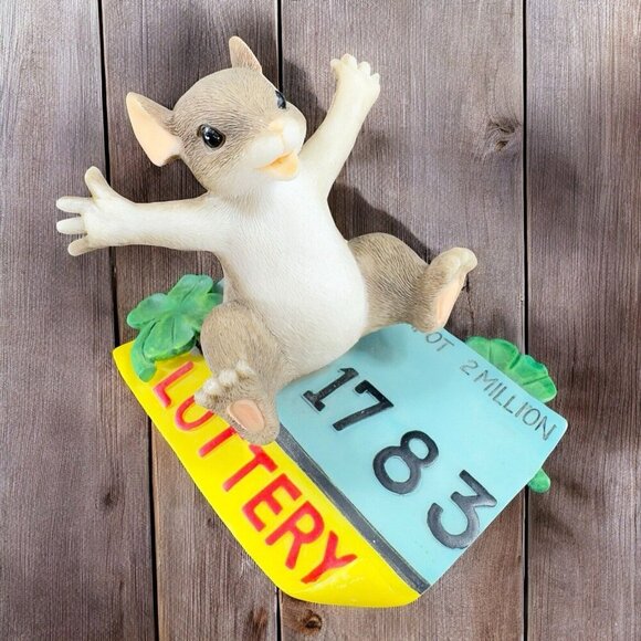 Charming Tails Fitz And Floyd Figurine Resin Whimsical Jackpot Mouse Figure - Picture 2 of 10